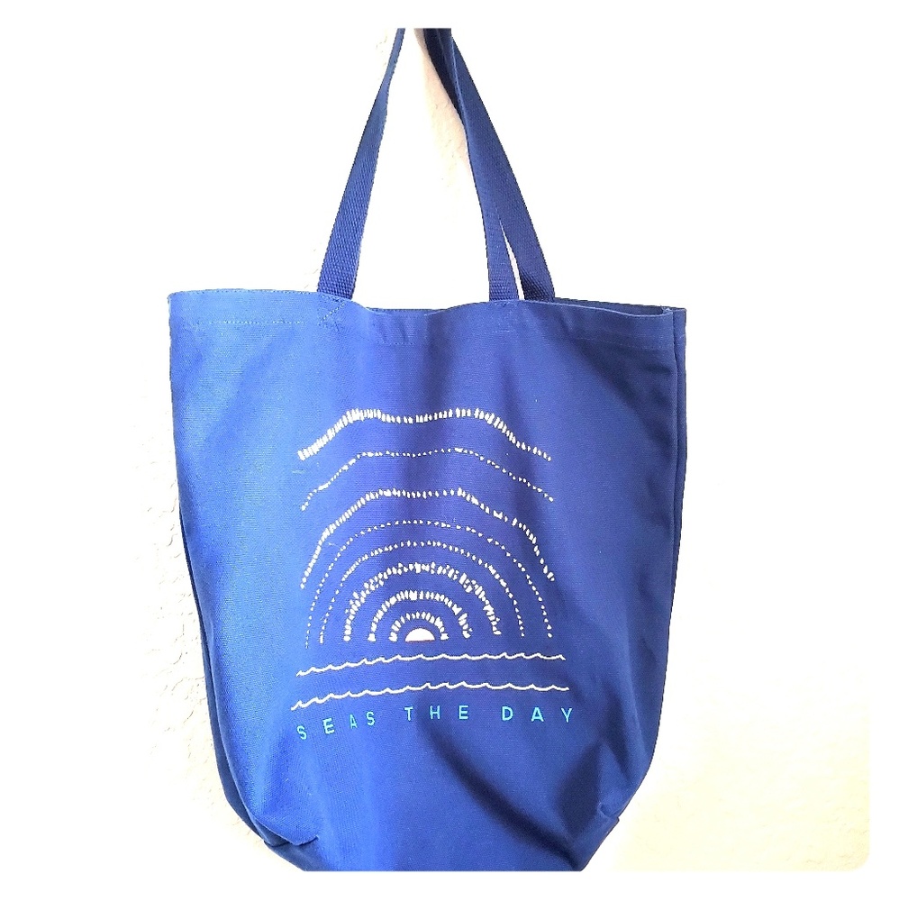GAP "SEAS THE DAY" BLUE DENIM SHOPPING TOTE